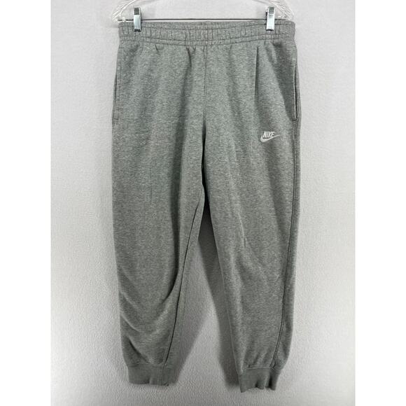 NIKE Pants Mens M Sportswear Club Fleece Jogger Run Gym Elastic Waist Gray NEW - Picture 1 of 15